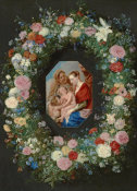 Jan Brueghel the Elder - Holy Family with a Garland of Flowers, ca. 1620