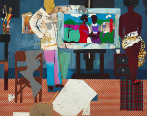 Romare Bearden - Profile/Part II, The Thirties: Artist with Painting and Model, 1981