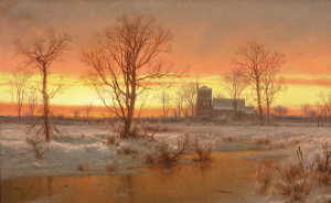 Louis Rémy Mignot - Sunset, Winter, 1862