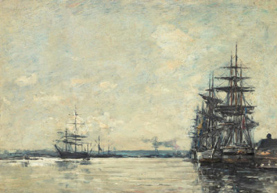 Eugène Louis Boudin - Ships in Harbor, ca. 1870